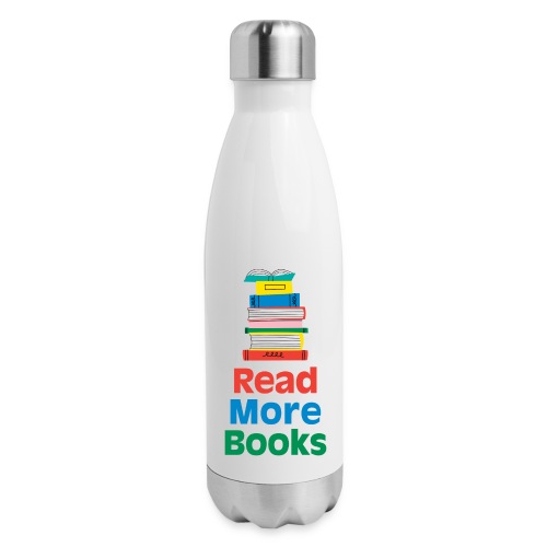 Read More Books Stacked - 17 oz Insulated Stainless Steel Water Bottle