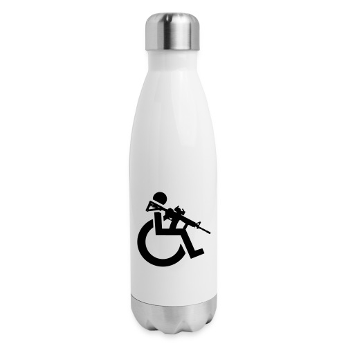 Image of a wheelchair user armed with rifle - Insulated Stainless Steel Water Bottle