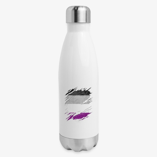 Asexual Pride Flag Ripped Reveal - Insulated Stainless Steel Water Bottle