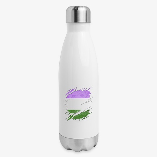 Genderqueer Pride Flag Ripped Reveal - Insulated Stainless Steel Water Bottle