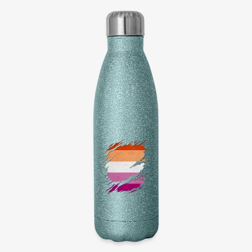 Lesbian Pride Flag Ripped Reveal - 17 oz Insulated Stainless Steel Water Bottle