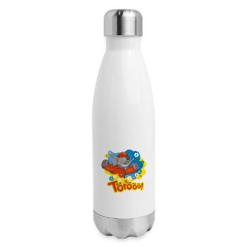 Benjamin l’éléphant heureux - Bouteille isotherme en inox - blanc - Droite