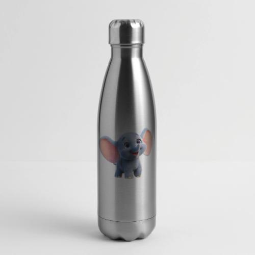 Playful Baby Elephant with Big Eyes - 17 oz Insulated Stainless Steel Water Bottle