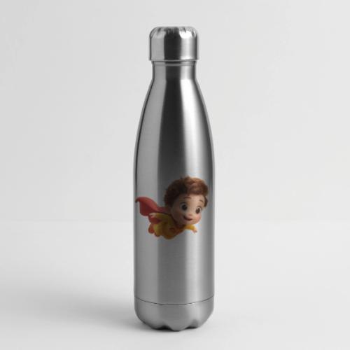 Flying Cartoon Superhero Boy in Yellow Suit - 17 oz Insulated Stainless Steel Water Bottle