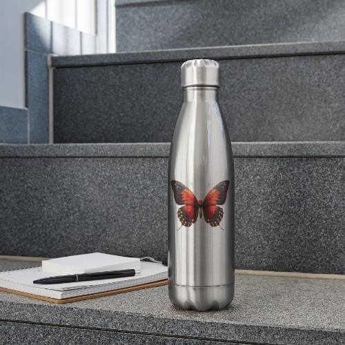 Bright Red, Black, and Yellow Butterfly - 17 oz Insulated Stainless Steel Water Bottle