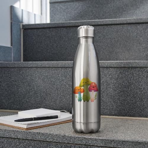 Trio of Happy Mushrooms - 17 oz Insulated Stainless Steel Water Bottle