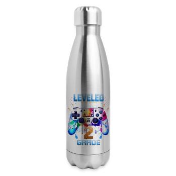 Leveled Up To 2nd Grade Video Gamer First Day Boys - 17 oz Insulated Stainless Steel Water Bottle - silver - Right