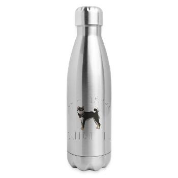 Team Shiba Inu - Black and Tan - 17 oz Insulated Stainless Steel Water Bottle - silver - Right