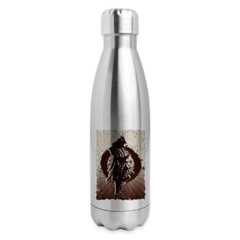 Japanese Samurai and Samurai Mask and Japanese - 17 oz Insulated Stainless Steel Water Bottle - silver - Right