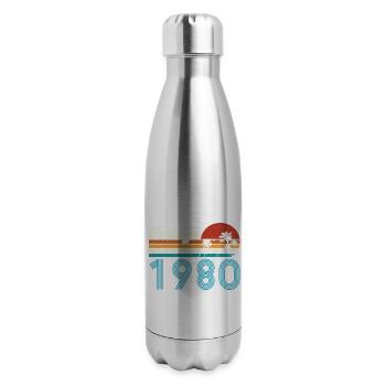 Vintage 1980 Vintage Anniversaire Rétro Vintage - Bouteille isotherme en inox - argent clair - Droite