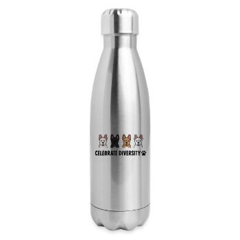 Celebrate Diversity French Bulldog - 17 oz Insulated Stainless Steel Water Bottle - silver - Right