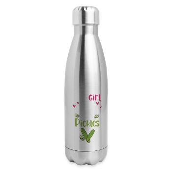 This Girl Runs On Jesus And Pickles - 17 oz Insulated Stainless Steel Water Bottle - silver - Right