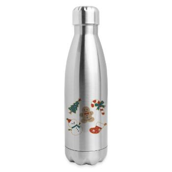 Looking Like A Snack Merry Christmas Santa Snack - 17 oz Insulated Stainless Steel Water Bottle - silver - Right