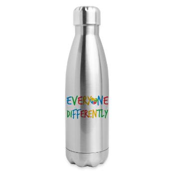 Everyone Communicates Differently - 17 oz Insulated Stainless Steel Water Bottle - silver - Right