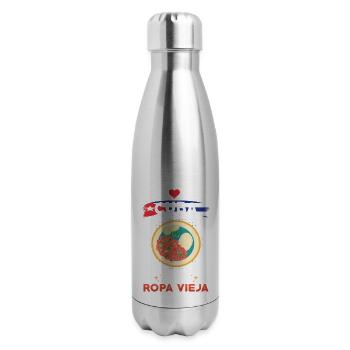 Ropa Vieja Cuba Love Cuban Food - 17 oz Insulated Stainless Steel Water Bottle - silver - Right