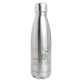 A pot full of tea is a heart full of glee Tea Drin - 17 oz Insulated Stainless Steel Water Bottle - silver - Right