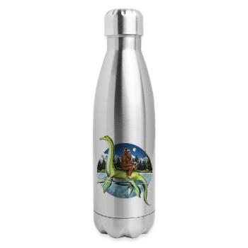 Bigfoot Loch Ness Monster Fishing - 17 oz Insulated Stainless Steel Water Bottle - silver - Right