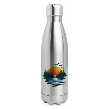 Sunset Silhouette With Pine Trees - 17 oz Insulated Stainless Steel Water Bottle - silver - Right