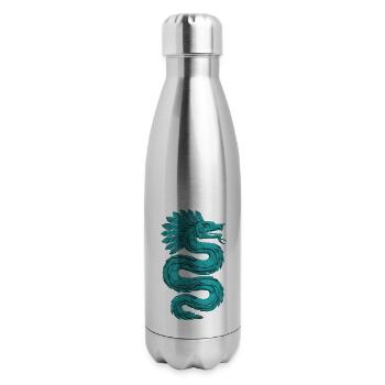 Aztec God Ancient Mythology Quetzalcoatl Feathered - 17 oz Insulated Stainless Steel Water Bottle - silver - Right