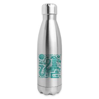 Aztec God Ancient Mythology Quetzalcoatl Serpent - 17 oz Insulated Stainless Steel Water Bottle - silver - Right