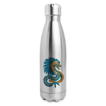 Aztec God Ancient Mythology Quetzalcoatl Feathered - 17 oz Insulated Stainless Steel Water Bottle - silver - Right