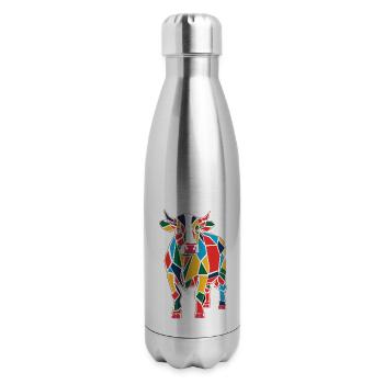 Geometric Farm Animal Graphic Colorful Cow Art - 17 oz Insulated Stainless Steel Water Bottle - silver - Right