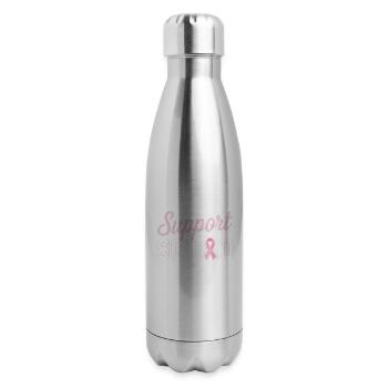 Breast Cancer Support Squad - 17 oz Insulated Stainless Steel Water Bottle - silver - Right