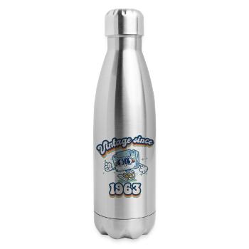 Vintage Since 1963 Classic Retro 62nd Birthday - 17 oz Insulated Stainless Steel Water Bottle - silver - Right