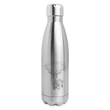 Protector Of The Veil Antlered Skull Art - 17 oz Insulated Stainless Steel Water Bottle - silver - Right