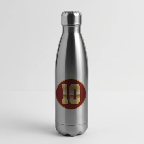 Number 10 in Gold Varsity Font - 17 oz Insulated Stainless Steel Water Bottle