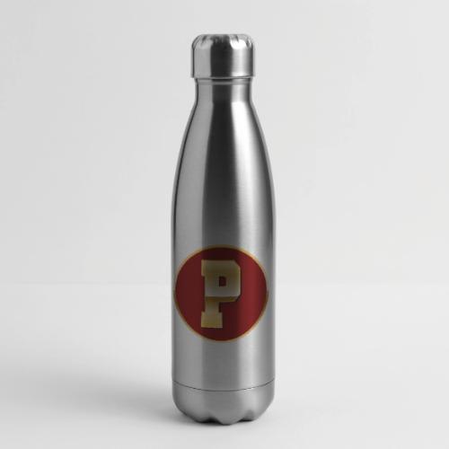 Letter P – Capital Varsity Alphabet Monogram - 17 oz Insulated Stainless Steel Water Bottle