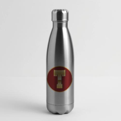 Letter T – Capital Varsity Alphabet Monogram - 17 oz Insulated Stainless Steel Water Bottle