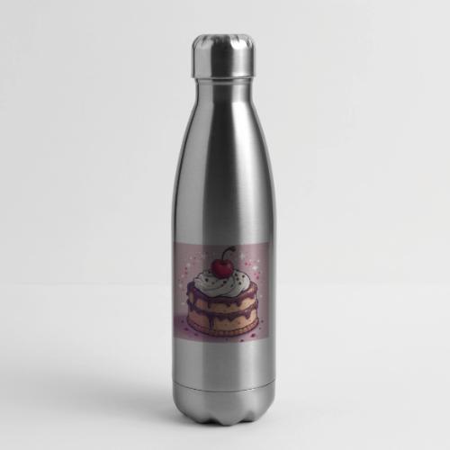 Cherry‑Topped Celebration Cake Design - 17 oz Insulated Stainless Steel Water Bottle