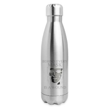 Behind every MASK is a Wound - 17 oz Insulated Stainless Steel Water Bottle - silver - Right