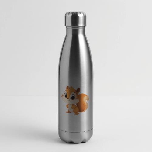 Playful Cartoon Squirrel with Big Innocent Eyes - 17 oz Insulated Stainless Steel Water Bottle