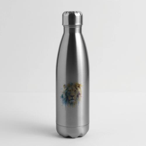Splash-Art Lion Face - 17 oz Insulated Stainless Steel Water Bottle