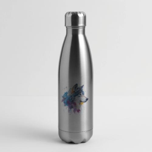 Splash-Art Wolf Head - 17 oz Insulated Stainless Steel Water Bottle
