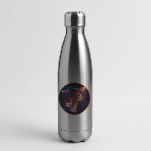Skateboarding: Midnight Neon Skater - 17 oz Insulated Stainless Steel Water Bottle