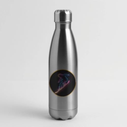 Snowboarding: Neon Snow Drift - 17 oz Insulated Stainless Steel Water Bottle