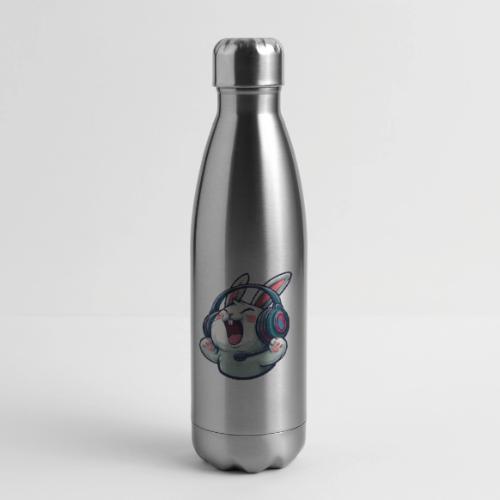 Gamer Bunny Headset Cartoon Design - 17 oz Insulated Stainless Steel Water Bottle