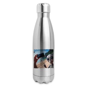 Alien Selfie Beach Memories of Earth - 17 oz Insulated Stainless Steel Water Bottle - silver - Right