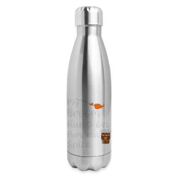 my broom runs on pumpkin spice halloween - 17 oz Insulated Stainless Steel Water Bottle - silver - Right