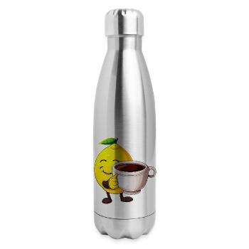 Citrus Coffee Time: Kawaii Lemon Sipping Delight - 17 oz Insulated Stainless Steel Water Bottle - silver - Right