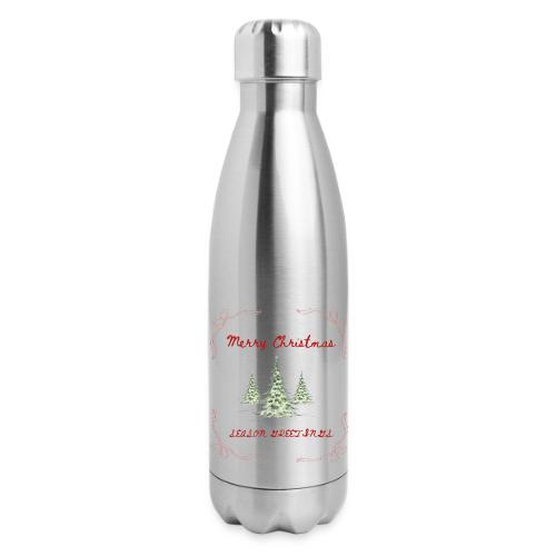Beautiful Green Christmas Tree Graphic - 17 oz Insulated Stainless Steel Water Bottle
