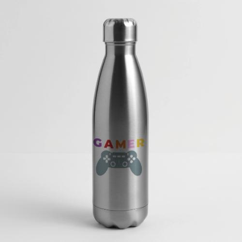 Colorful Gamer Controller Graphic - 17 oz Insulated Stainless Steel Water Bottle