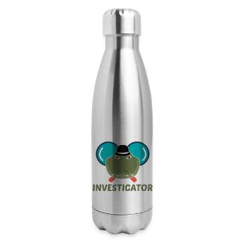 Investigator Alligator Gator Detective - 17 oz Insulated Stainless Steel Water Bottle - silver - Right