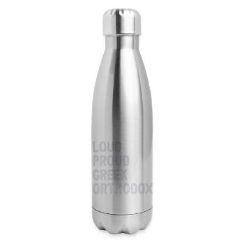Loud Proud Greek Orthodox - 17 oz Insulated Stainless Steel Water Bottle - silver - Right
