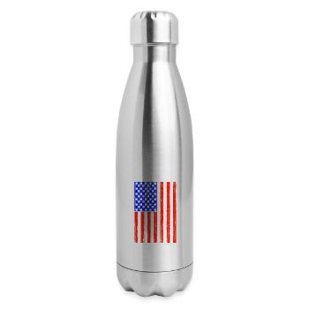 American Flag Police Badge Handcuffs Patriotic - 17 oz Insulated Stainless Steel Water Bottle - silver - Right