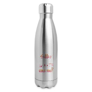 Girl Police Officer Gift Silly Boys Policing is - 17 oz Insulated Stainless Steel Water Bottle - silver - Right