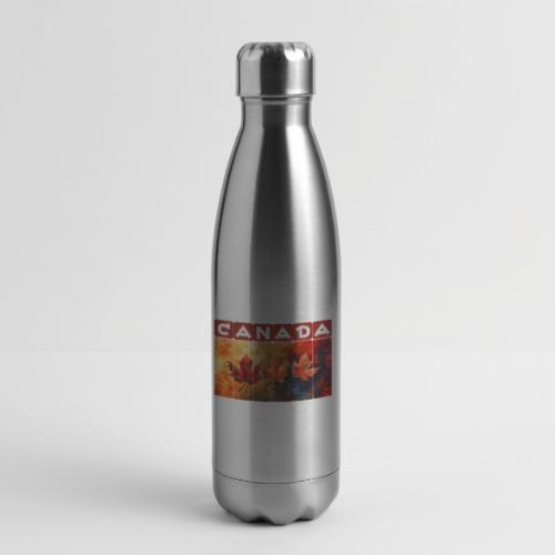 Painted Canada Leaves - 17 oz Insulated Stainless Steel Water Bottle